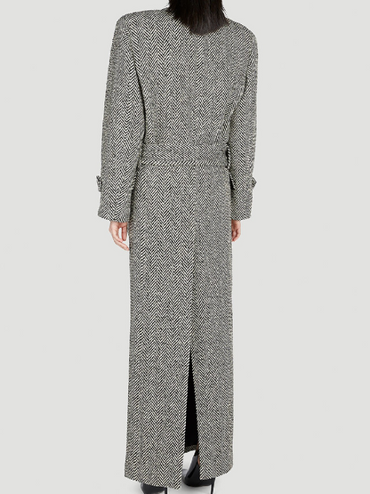 Oversized Coat in Chevron Wool