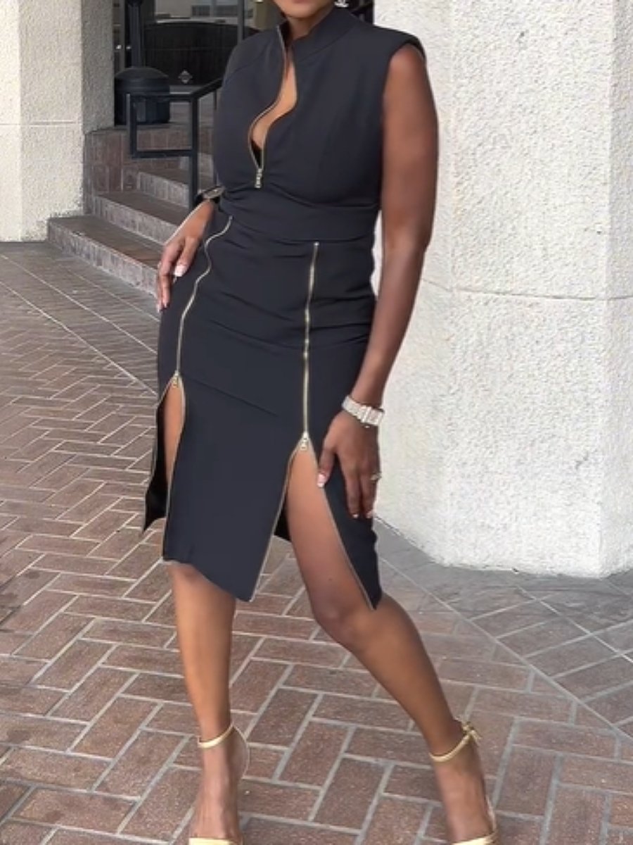 Sexy&Elegant Slim Zipper Dress